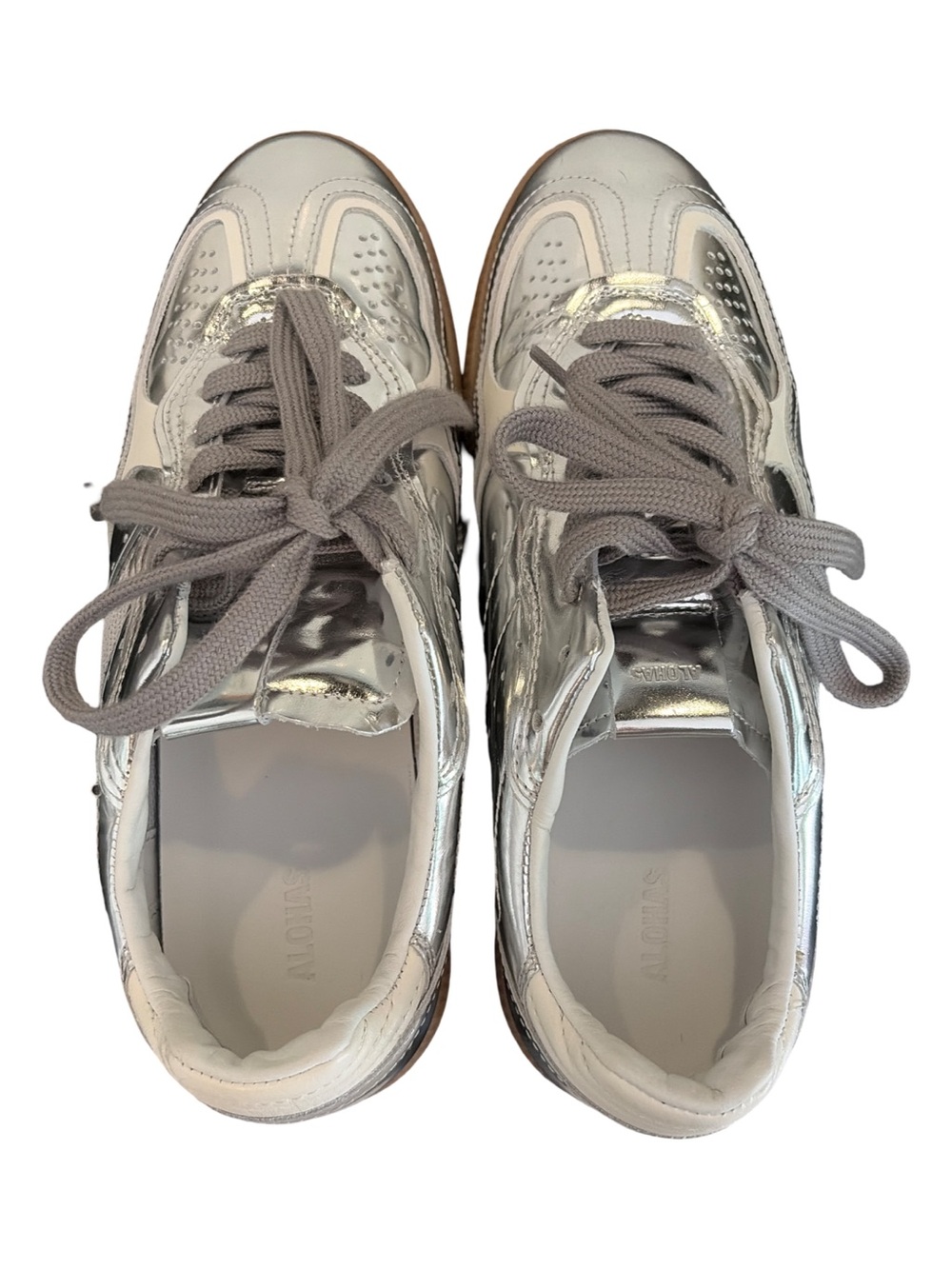 Alohas Tb.490 Women’s Sz 39 Silver Metallic Leather Rife Fashion Sneakers - Picture 4 of 9